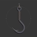 High Quality Steel Hardware Tool Hook Featuring Coiled Grip And Sharp Pointed End 3d model