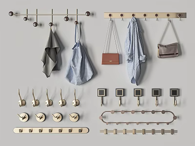 Various Styles of Hooks for Hanging Clothes Bags Accessories and Home Use 3d model