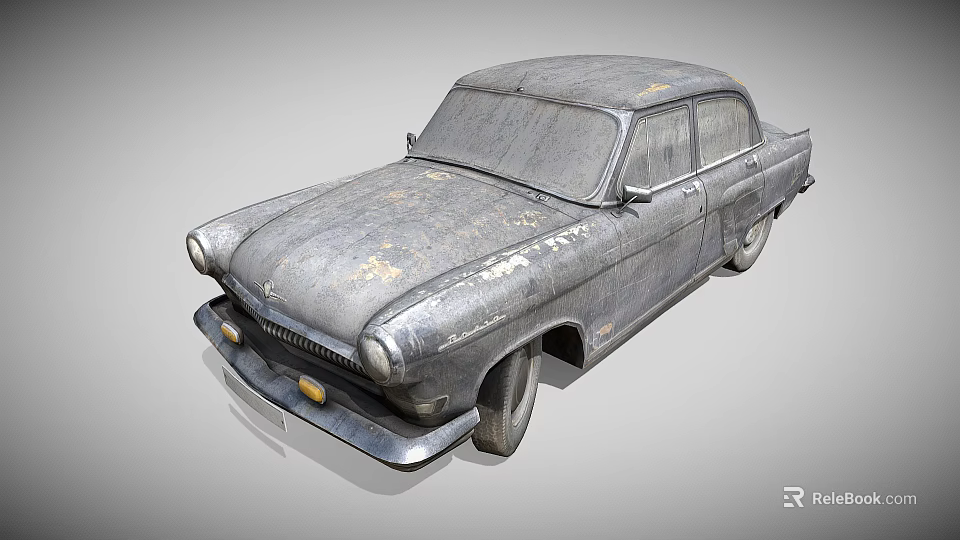 Vintage Rusty Old Car With Peeling Paint And Worn Out Body 3d model 