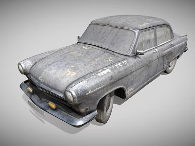 Vintage Rusty Old Car With Peeling Paint And Worn Out Body 3d model
