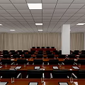 Long Office Corridor With Glass Doors Windows Ceiling Lights Natural Light And Tile Flooring