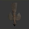 Artistic Bronze Bird Sculpture with Long Beak Outstretched Wings and Square Base