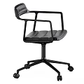 Modern Office Desk Setup With Black Rolling Chairs And Sleek Design 3d model