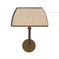 Modern Wall Lamp With Light Fabric Square Shade And Metal Pole Mounted On Wall