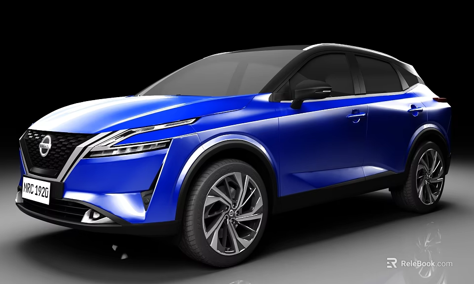 Blue Nissan SUV With Modern Front Face Design And Alloy Wheels 3d model 