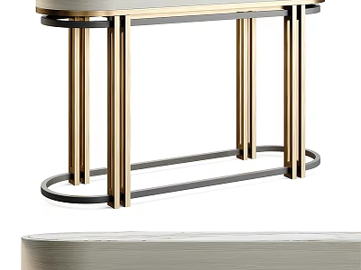 Elegant Modern Console Table With Gold Black Metal Legs And Light Top 3d model