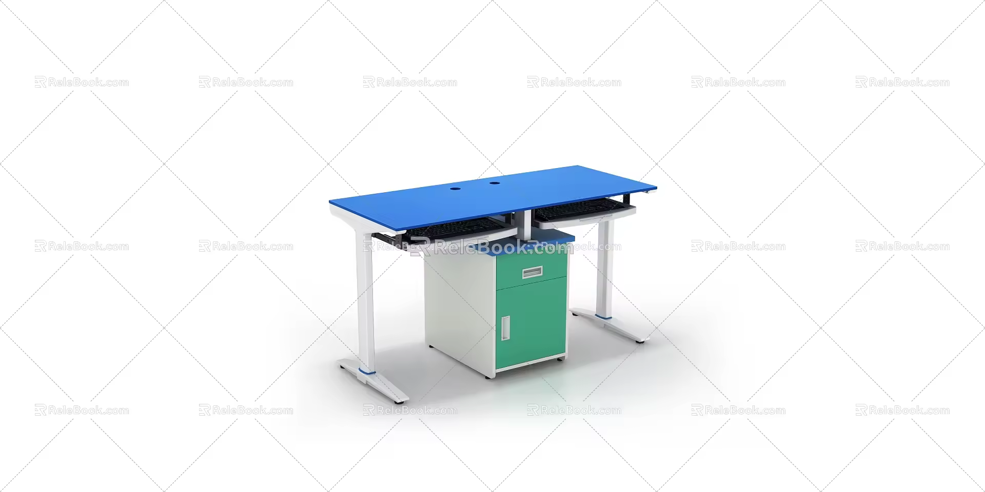 I-shaped laboratory desk office computer cabinet table 3d model