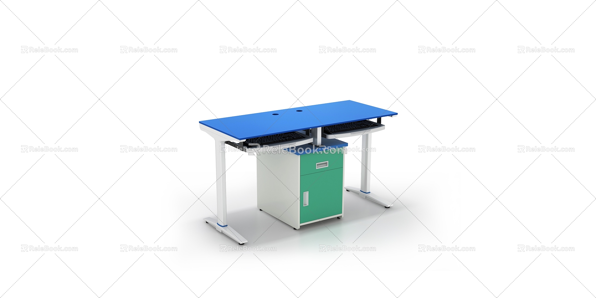 I-shaped laboratory desk office computer cabinet table 3d model