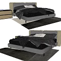 Modern Double Bed Design With Upholstered Headboard Gray Bedding Nightstand And Area Rug