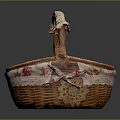 Adorable Small Animal In Heart Shaped Wicker Basket With Floral Lace Trim