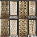 Gold Decorative Partition With Intricate Laser Cut Ornate Patterns For Interior Decoration 3d model
