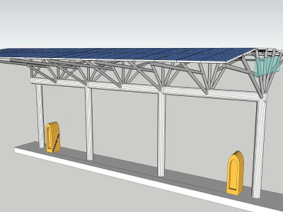 Garden Landscape Pergola Design With Solar Panel Roof And Support Columns 3d model