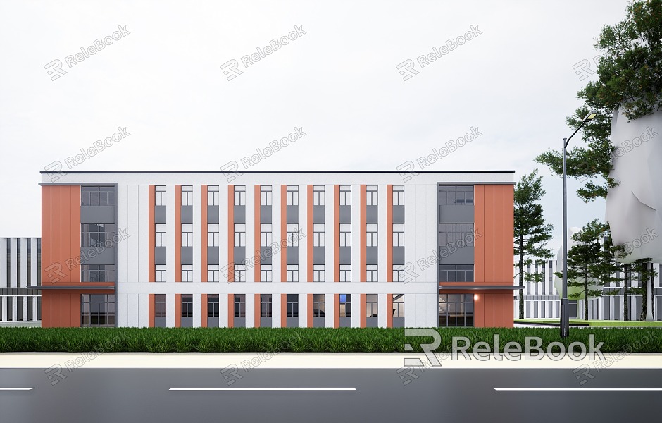 Modern Industrial Factory Building Multi-storey Factory Building Modern Factory Building Square Factory Building Multi-storey Office model