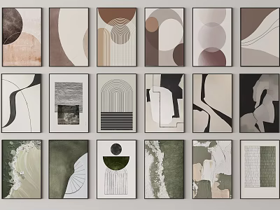 Abstract Modern Wall Art Collection With Neutral Tones And Geometric Patterns 3d model