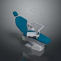 Modern Blue Dental Chair With White Base Adjustable Lamp And Control Panel