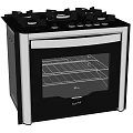 Modern Kitchen Appliance Gas Stove With Oven And Black Stainless Steel Design