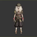 Game Movie Character With Long White Hair Hat Brown Outfit Red Belt And Colorful Details