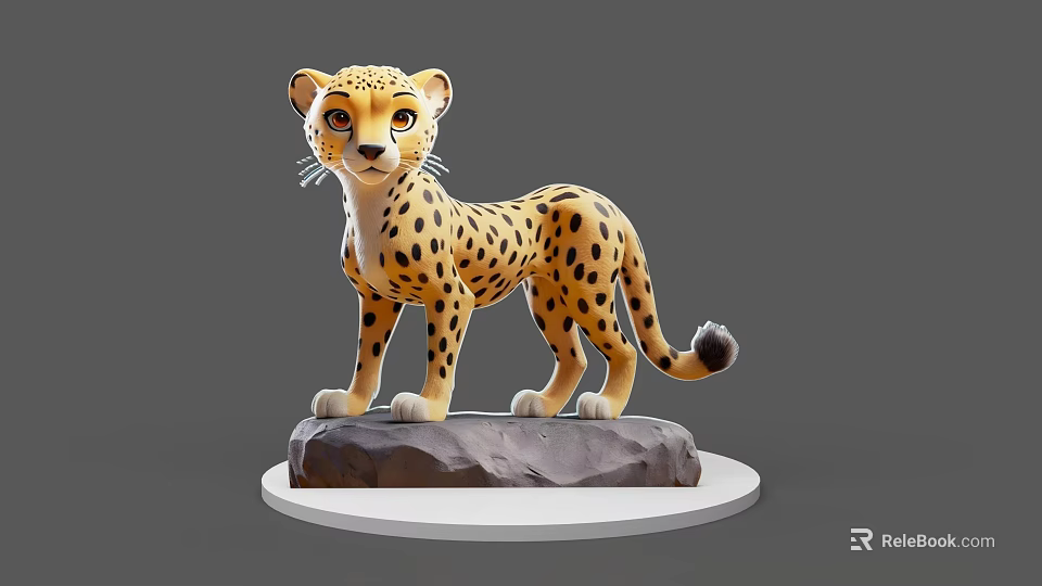 Realistic Reptile 3D Model Standing On Rock With Gray Background And Detailed Texture 3d model 