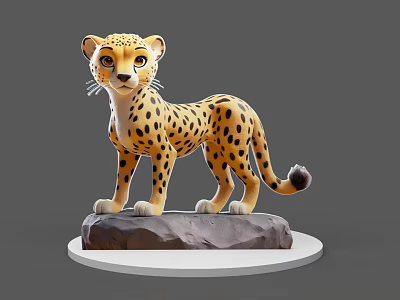Realistic Reptile 3D Model Standing On Rock With Gray Background And Detailed Texture 3d model
