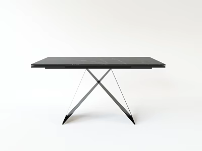 Modern Coffee Table With Black Marble Top And Crossed Metal Legs Design 3d model