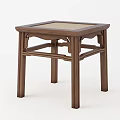 Traditional Wooden Stool With Square Light Colored Top And Dark Brown Frame