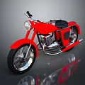 Red Vintage Motorcycle With Black Seat And Silver Metallic Classic Design Showcase