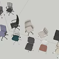 Various Office Chairs With Different Designs Colors And Styles For Workspace 3d model