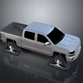 Silver Double Cab Pickup Truck Equipped With Heavy Duty Tracks For Off Road Use