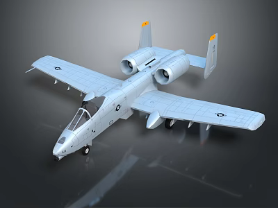 Military Attack Aircraft With Twin Engines Gray Fuselage And Wing Insignia 3d model