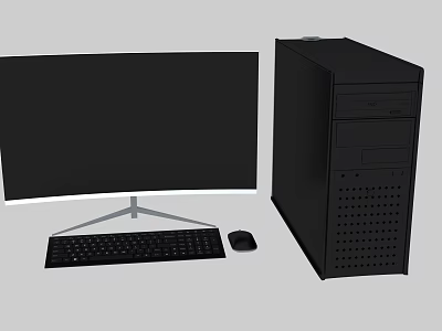 Modern Desktop Computer Setup With Monitor Keyboard Mouse And Tower 3d model