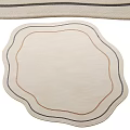 Unique Shaped Beige Area Rug With Gray And Brown Lines 3d model