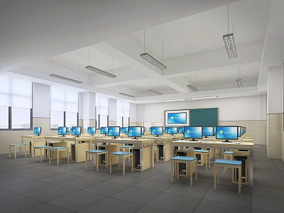 Modern Computer Room 3d model