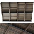 Wooden Ceiling Design With Planks And Structural Beams In Home 3d model