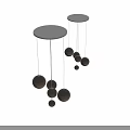 Modern Red Spherical Chandeliers With Multiple Hanging Globes And Black Ceiling Bases 3d model