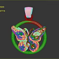 Gold Butterfly Pendant With Ornate Circular Design For Fashion Accessories