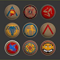 Weapon Decorative Badges With Various Emblems Including Helmet Lion And Abstract Designs