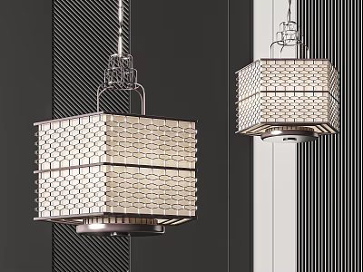 Modern Square Grid Design Chandeliers With Metal Frame For Interior Decor 3d model