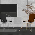 Modern Living Room Leisure Chairs With Gray And Brown Upholstery And Metal Frame