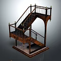 Vintage Wooden Staircase Design With Handrail Railing Metal Accents And Steps Structure