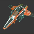 Futuristic Spacecraft Model With Orange Black Silver Streamlined Design And Detailed Features For Space Exploration
