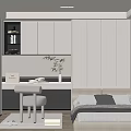 Minimalist Tatami Bedroom Interior Design With Built in Cabinets Desk And Window Blinds