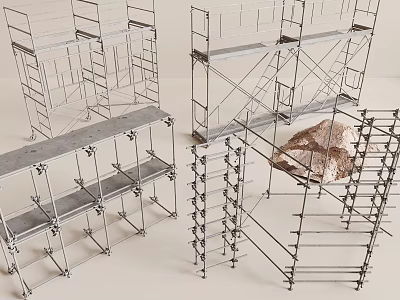 Various Metal Scaffolding Structures For Construction With Sturdy Frames And Designs 3d model