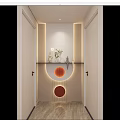 Cream Simple Style Arc Light Strip Grille Corridor End View Entrance 3d model