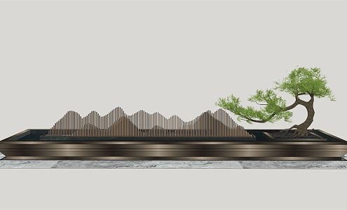 Modern landscape sketch leisure waterscape 3d model