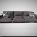 Modern Light Gray Fabric Three Seater Sofa With Decorative Throw Pillows 3d model