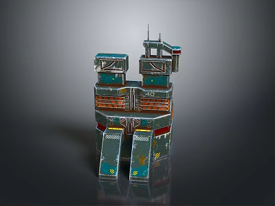 Futuristic Sci Fi Metal Structure Landscape With Multiple Levels Teal Red Colors Antennas and Platforms 3d model