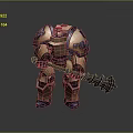 Game and Movie Character With Gold Blue Armored Body Holding War Hammer
