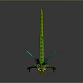 3D Rendered Green Dragon With Blue Green Wings Orange Horns And Yellow Belly
