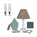 Decorative Accessories Set With Wall Sconces Green Vase Table Lamp And Decor Items 3d model