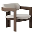 Modern Minimalist Accent Chair With Dark Brown Wooden Frame And Beige Upholstered Seat
